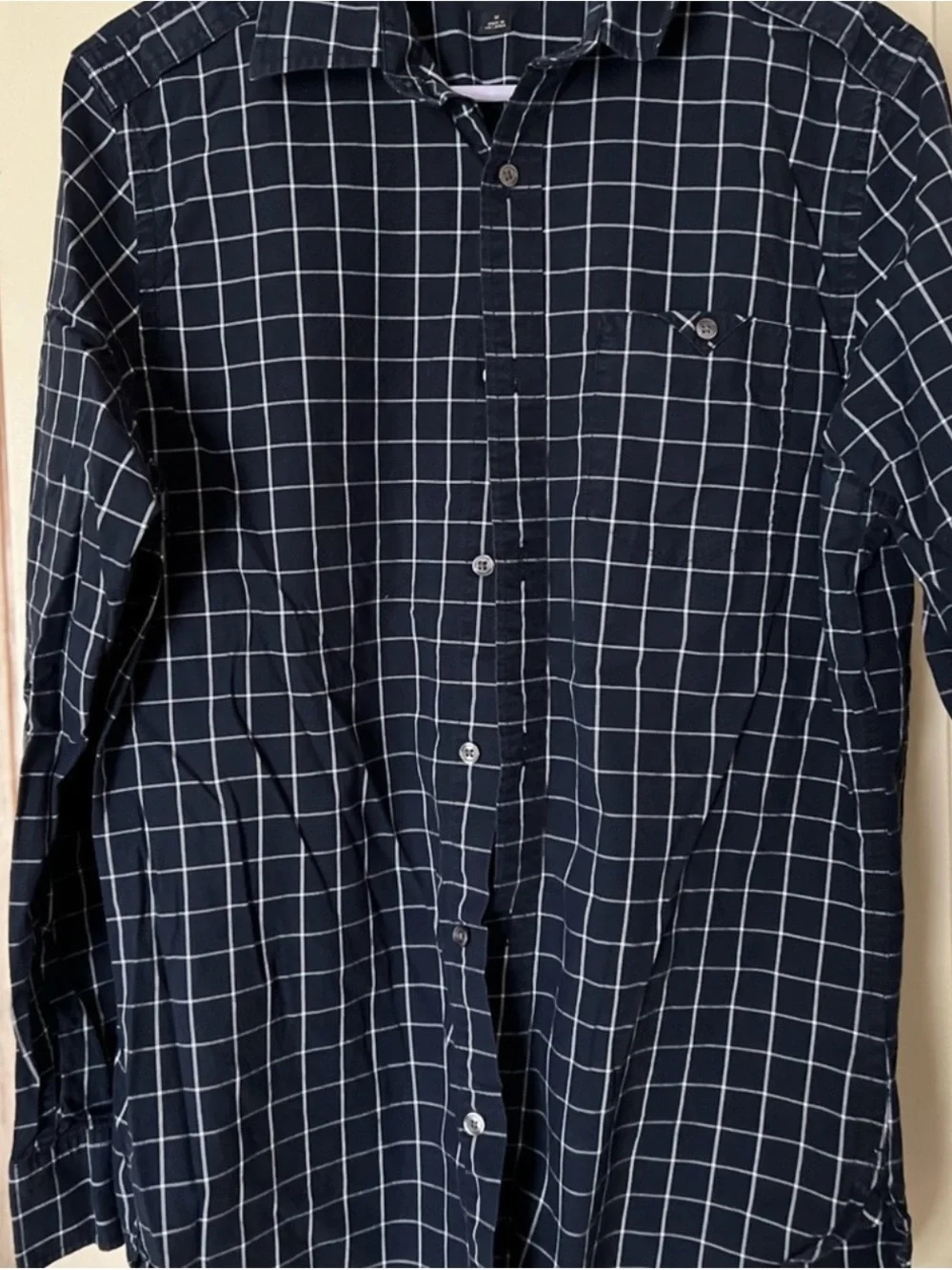 Banana Republic Navy Windowpane Button-Down Shirt